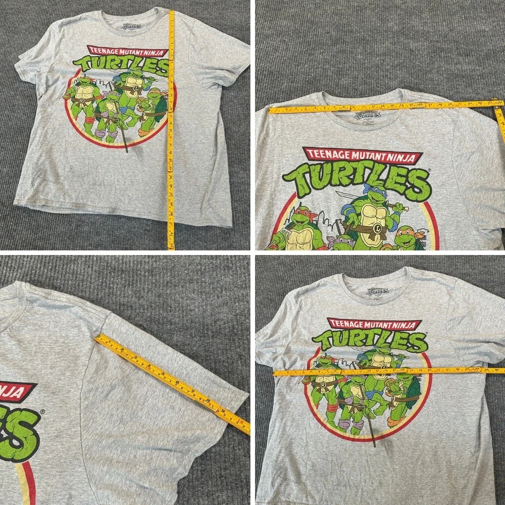 Nickelodeon Mens TMNT Graphic T Shirt 3XL Gray Cotton Blend Retro Cartoon